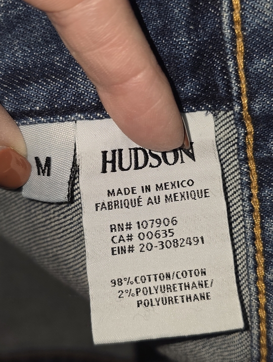 Hudson "The Classic" Distressed Denim Jean Trucker Jacket Rose Embroidery Size M - Picture 13 of 14